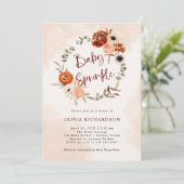 オレンジボホ|水彩赤面ベビー 招待状 (スタンド正面)