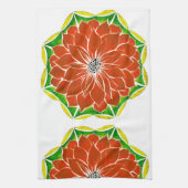 オレンジポインセチアのデザイン キッチンタオル (縦)