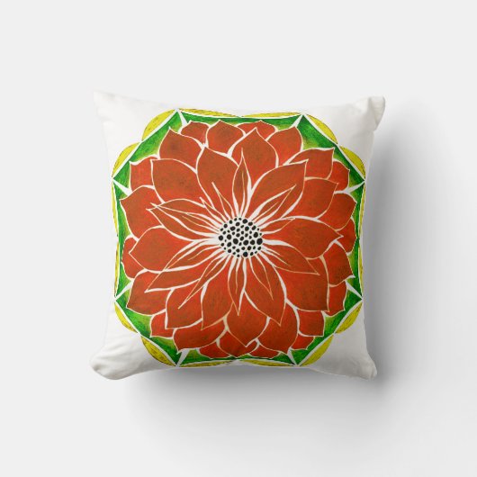 オレンジポインセチアのデザイン クッション (正面)