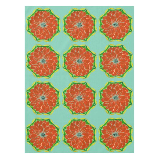 オレンジポインセチアのデザイン テーブルクロス (正面)