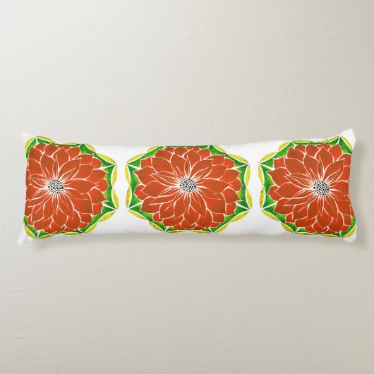 オレンジポインセチアのデザイン ボディピロー (正面)
