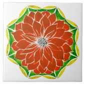 オレンジポインセチアデザイン タイル (正面)