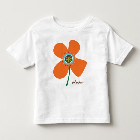 オレンジポップ・アートのデイジーお洒落&かわいい夏の花 トドラーTシャツ (正面)