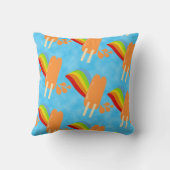 オレンジポップ・アートのレトロレインボーパターンおもしろいアート クッション (裏面)