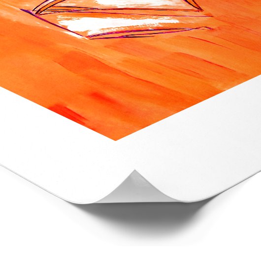 オレンジポップ・アートの色のアーバンカップル |抽象芸術絵画ー ポスター (角)