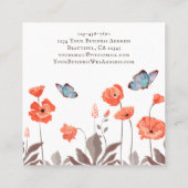 オレンジポピーの花と青い蝶の庭 スクエア名刺 (裏面)