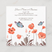 オレンジポピーの花と青い蝶の庭 スクエア名刺 (裏面)