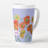 オレンジポピーズフローラフラワーズパステルパープル薄紫 カフェラテマグ (右アングル)