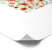 オレンジポピーズフローラルパターンアートプリント ポスター (角)