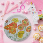 オレンジポピーバラフラワーパターン紙パーティープレート ペーパープレート (パーティー)