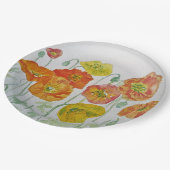 オレンジポピーバラフラワーパターン紙パーティープレート ペーパープレート (アングル)