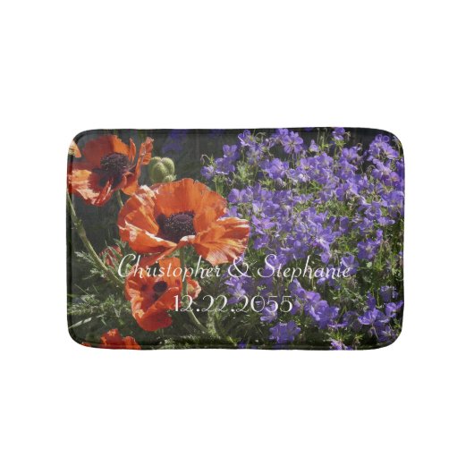 オレンジポピーパーソナライズされたズ名Plush バスマット (正面)