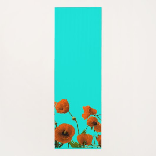 オレンジポピーフラワーズフローラモノグラムイニシャルギフト ヨガマット (裏面)