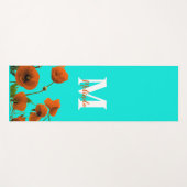 オレンジポピーフラワーズフローラモノグラムイニシャルギフト ヨガマット (正面(横))