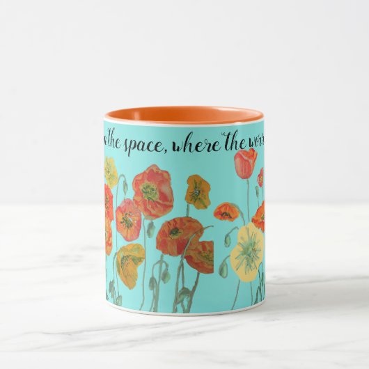 オレンジポピーフラワーズ「宇宙を信じる」アクア マグカップ (中央)
