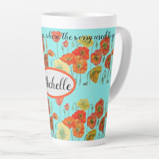 オレンジポピーフラワーズ「宇宙を信じる」  カフェラテマグ (右アングル)