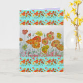 オレンジポピーフラワーフローラハッピーバースデーアートカード カード (黄色い花)