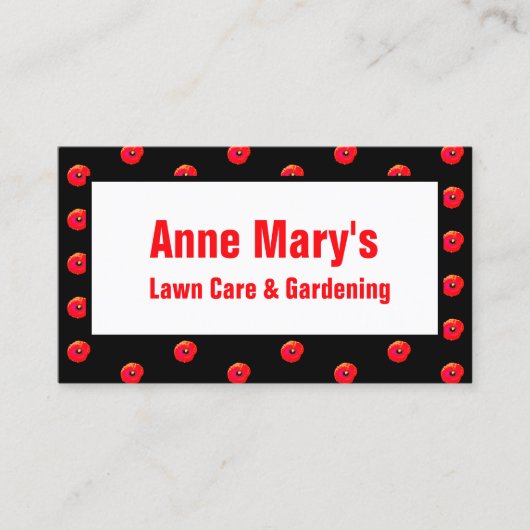 オレンジポピーフローラガーデン気にローンブラック 名刺 (正面)