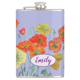 オレンジポピーフローラフラワーパステルパープル薄紫 フラスク