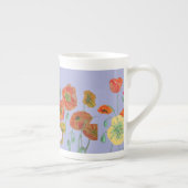 オレンジポピーフローラフラワーパステルパープル薄紫 ボーンチャイナマグカップ (右)