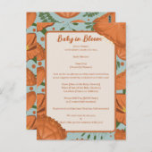 オレンジポピーベビー開花シャワー招待状 ポストカード (正面/裏面)