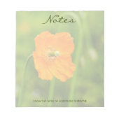 オレンジポピー実在自然フラワーフォト名前をカスタムする ノートパッド (正面)