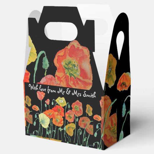 オレンジポピー結婚フローラのケーキの箱 フェイバーボックス (オープン)