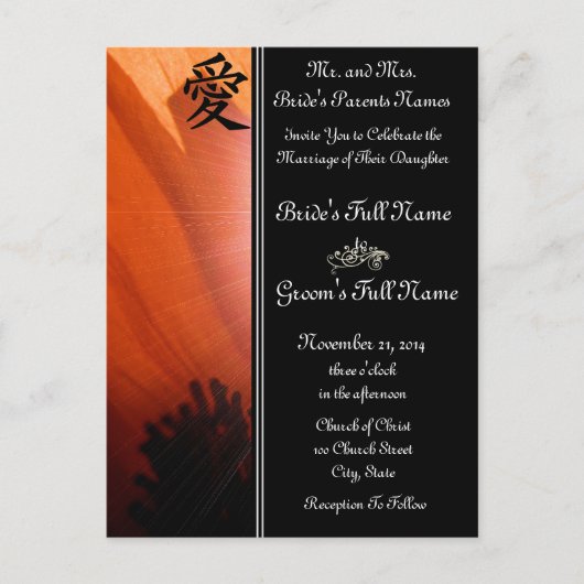 オレンジポピー結婚式招待状と好意 インビテーションポストカード (正面)