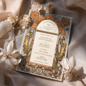 オレンジポピー結婚式招待状アールヌーボーミュシャ 招待状