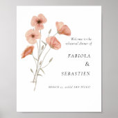 オレンジポピー花のリハーサルのディナーウェルカムサイン ポスター (正面)