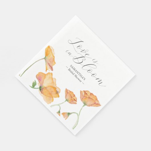 オレンジポピー花ブライダルシャワーナプキンス スタンダードランチョンナプキン (角)