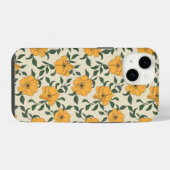 オレンジポピー花柄 iPhoneケース (裏面横)