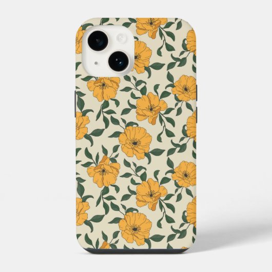 オレンジポピー花柄 iPhoneケース (裏面)