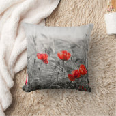 オレンジポピー花畑ミニマリスト写真 クッション (ブランケット)