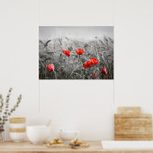 オレンジポピー花畑ミニマリスト写真 ポスター (キッチン)