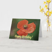 オレンジポピー花誕生日カード カード (黄色い花)