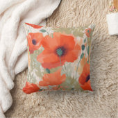 オレンジポピー草原 クッション (ブランケット)