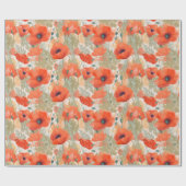 オレンジポピー草原 ラッピングペーパー (フラット)