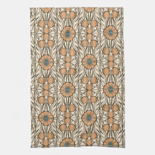 オレンジポピー – アーツ&クラフトキッチンタオル キッチンタオル (縦)