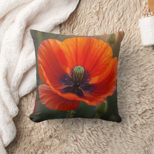 オレンジポピー クッション (ブランケット)