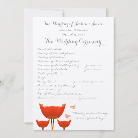 オレンジポピー&バンブルハチ結婚式 プログラム (正面)