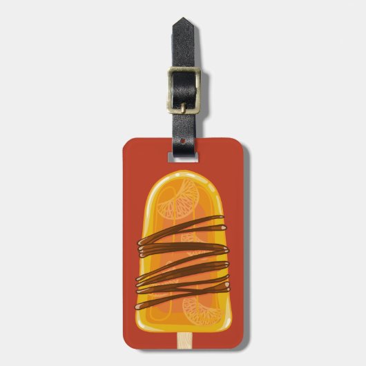 オレンジポプシクルカスタム文字ラゲージタグ ラゲッジタグ (正面縦)