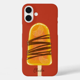 オレンジポプシクル名前をカスタムするの電話ケース iPhone 16 PLUSケース