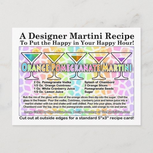 オレンジポメグラナートマルティーニレシピハガキ ポストカード (正面)
