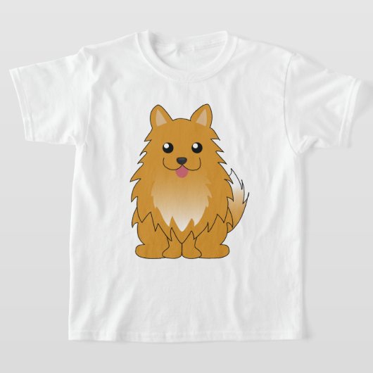 オレンジポメラニア犬 Tシャツ (レイダウン)