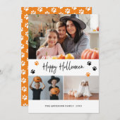 オレンジポープリントペットフォトハッピーハローウィンカード シーズンカード (正面/裏面)