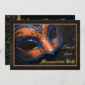 オレンジマスクマスカレードボールハロウィーン招待状 招待状 (正面/裏面)