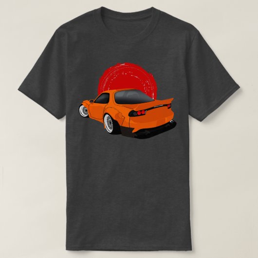 オレンジマツダRX7ロケットバニーバックビュー Tシャツ (デザイン正面)