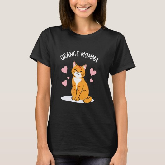 オレンジママ 猫 Tシャツ (正面)