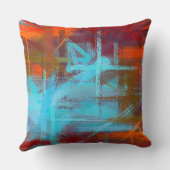 オレンジマヤブルー抽象芸術 クッション (裏面)